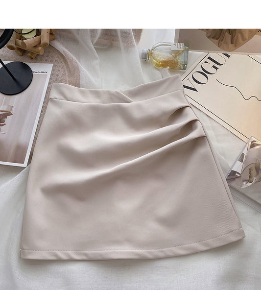 Korean version of foreign style gentle and thin pleated high waist A-shaped skirt  5663