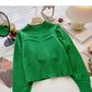 Korean lazy style solid color casual Pullover long sleeve top  6155