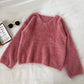 Soft wind solid loose Pullover Top  5834