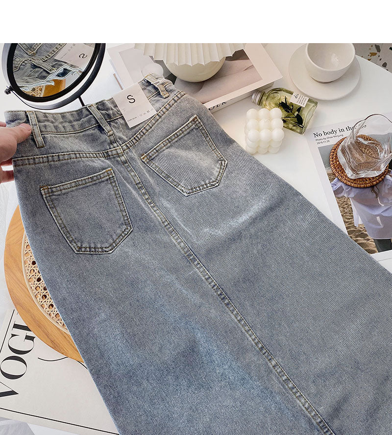 Korean fashion slim A-line split skirt  5704