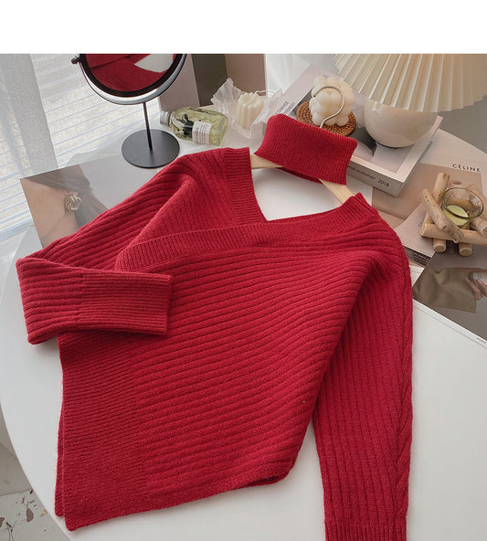 Slim design V-neck hanging neck temperament top fashion  6180