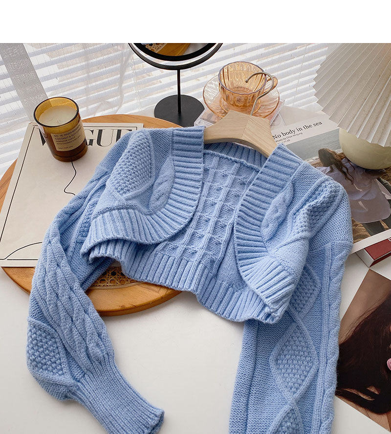 Vintage sweater small coat Long sleeve short top fashion 6067