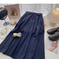 Fashion simple temperament solid color thin ins medium and long skirt  5732
