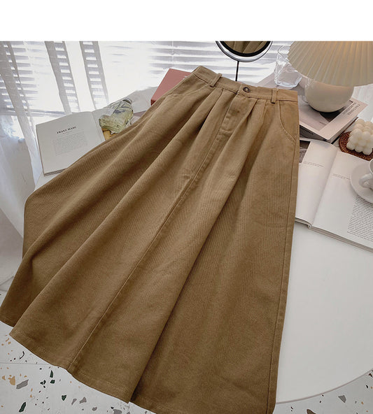 Casual and versatile student A-shaped high waist skirt  5746