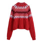 Vintage loose eight strand jacquard sweater  7525