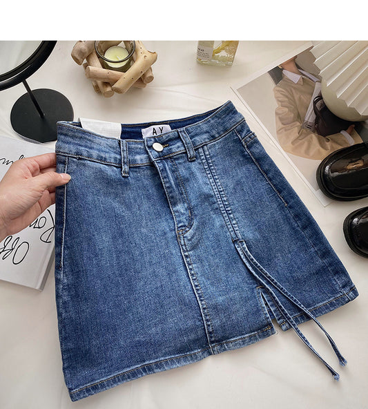 New Korean fashion retro small split rope skirt  5522