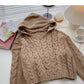 Niche design hooded Pullover long sleeve short knit top  5854