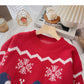 Christmas hat jacquard contrast sweater long sleeve Pullover Top  6161