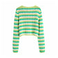 New V-neck short stripe knit cardigan coat  7245