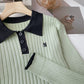 Versatile age reducing threaded sweater slim fit top  6624