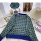 Plaid color matching Vintage sweater long sleeve coat  6057