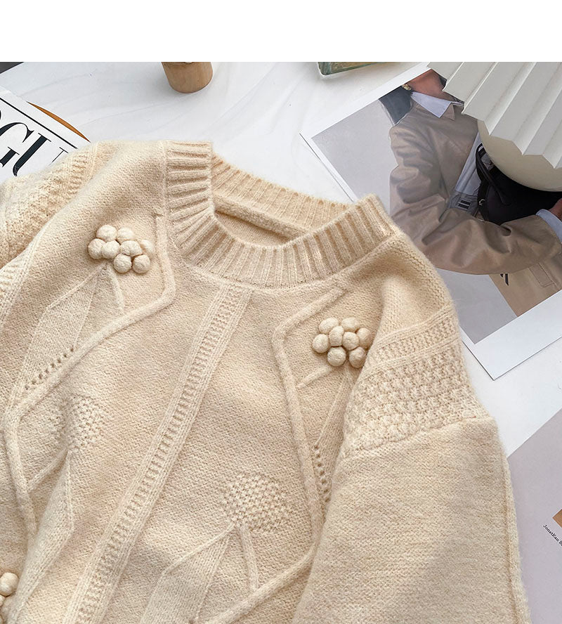 Three dimensional floret design personalized sweater  6002