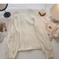 Korean version of foreign style solid color lace round neck top  6335