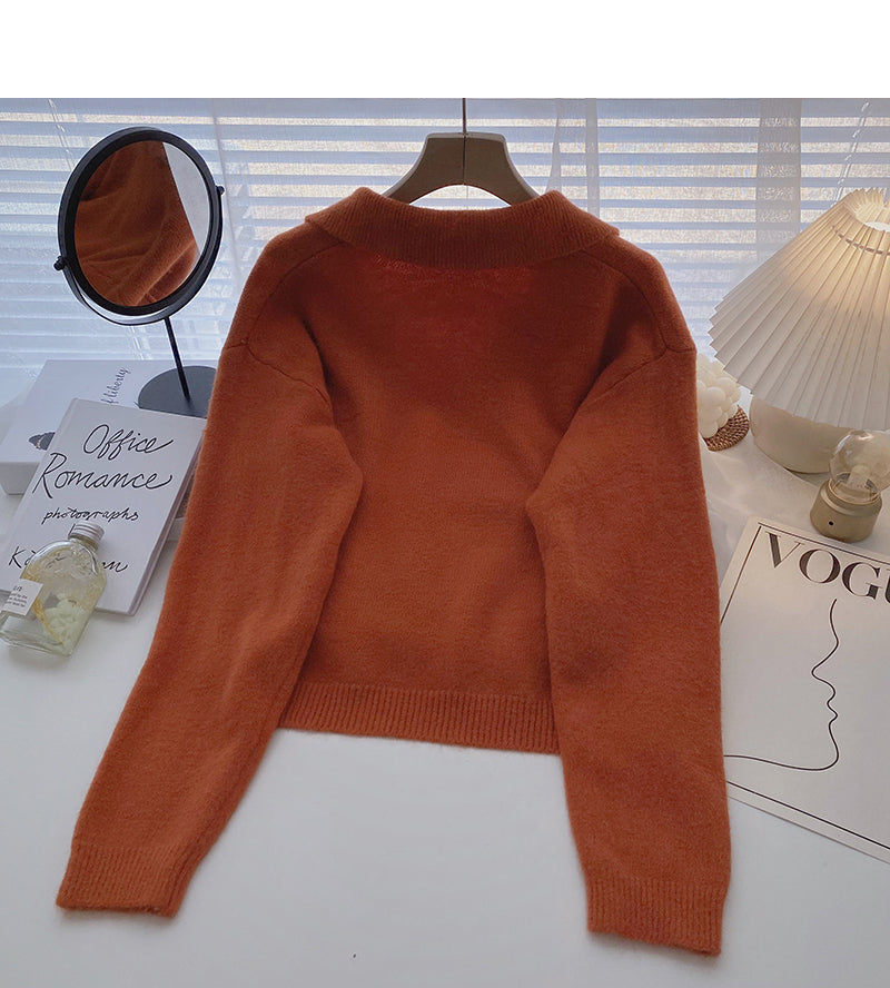 New Korean loose long sleeve short top  5904