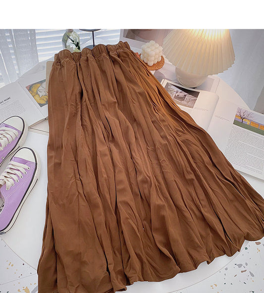 Hong Kong style solid color pleated skirt  5778