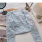 Xiaoxiang style pattern short sweater coat bow flower long sleeve top  6190