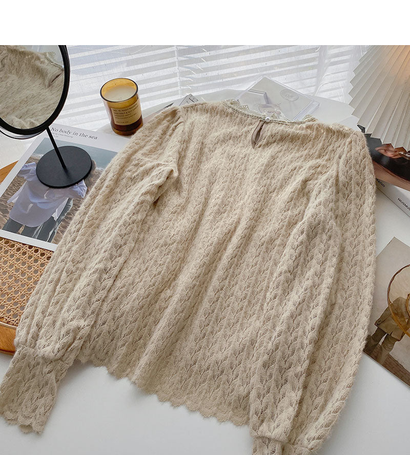 French lace shirt long sleeve Pullover Top  6343