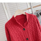 Twist round neck sweater design temperament single breasted top  6160
