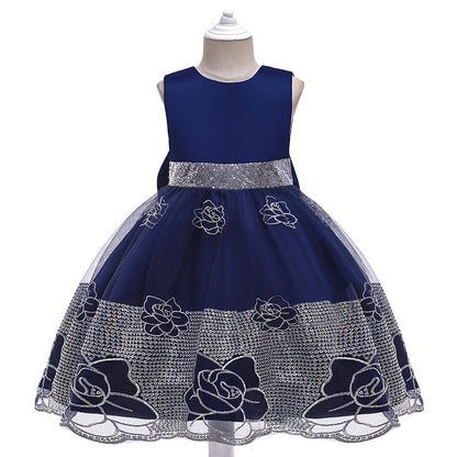 Sequin dress back bow high-end one-year-old dress  6899