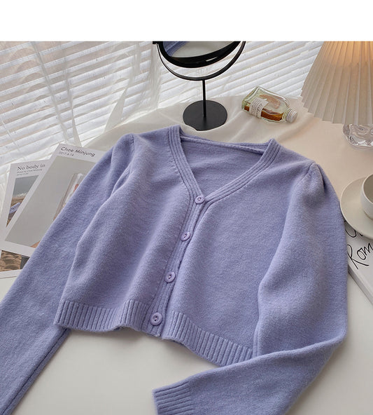 Korean fashion short high waist versatile small V-neck top fashion  5894