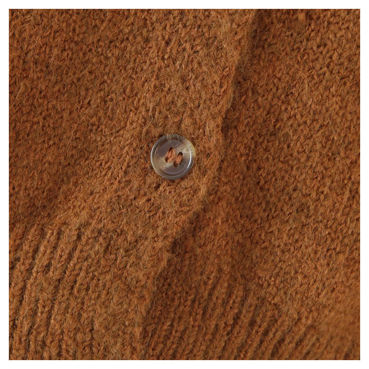 Vintage large lapel high waist short long sleeve knitted cardigan  7158
