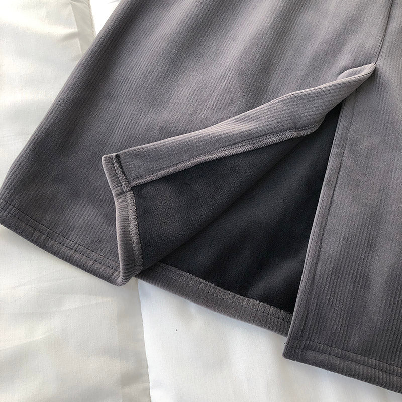 New slim and versatile flocked medium and long A-line skirt  5678