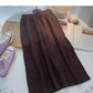 Simple solid color high waist knitted thread A-line skirt  5750