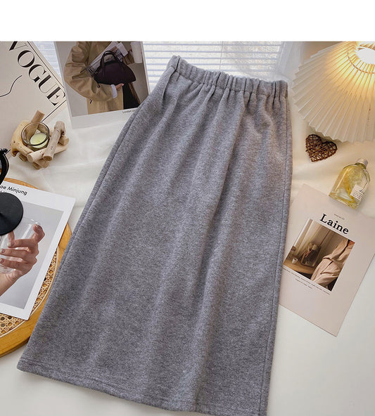 Casual solid color design high waist split skirt  5782