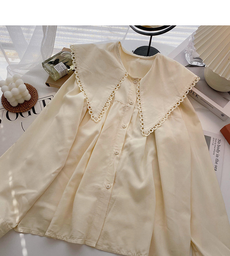 Lace design sense of foreign style aging doll collar top  6305