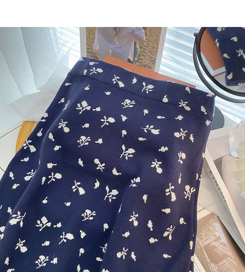 Korean style design, slim temperament, A-line skirt, high waist, elastic  5768