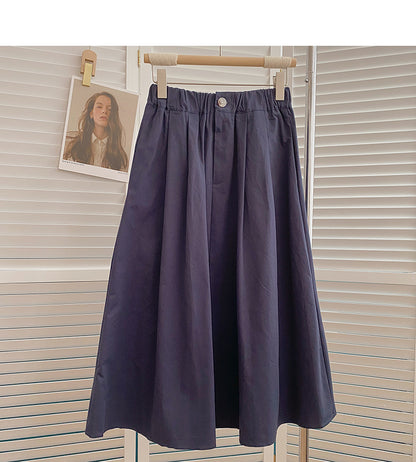 Hong Kong style high waist medium length A-shaped umbrella skirt  5830