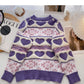 Fleece contrast color love sweater long sleeve Pullover Top  6151