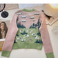Foreign style retro oil painting color matching coat knitted cardigan  5960
