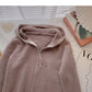 Cardigan knit Hooded Jacket versatile long sleeve top  6522