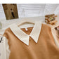 Long sleeve stitching design sense sweater soft top  6607
