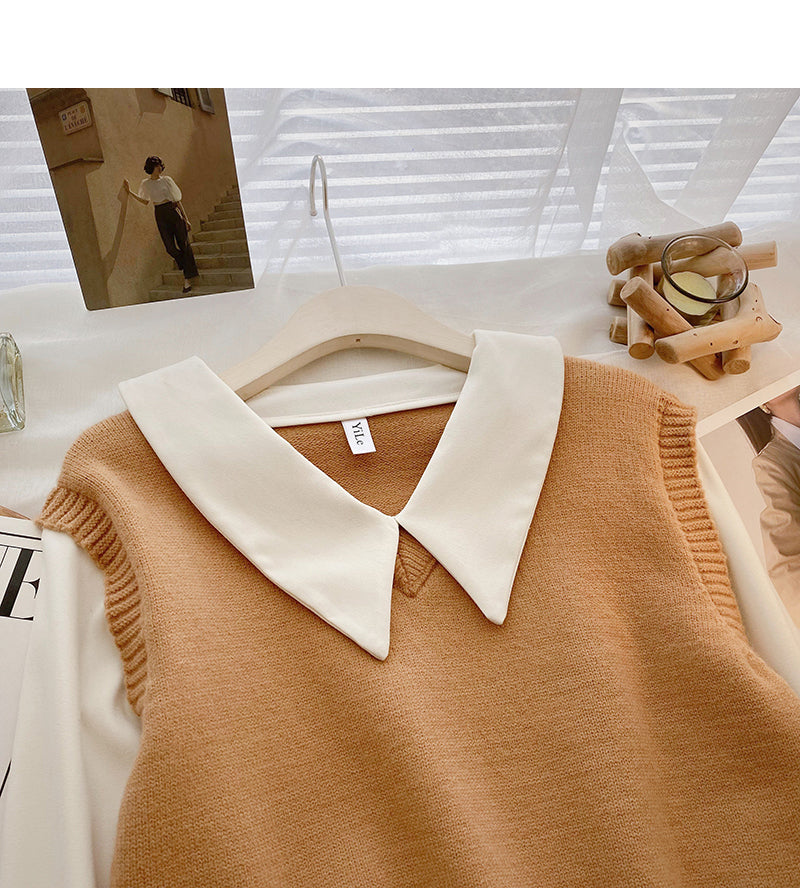 Long sleeve stitching design sense sweater soft top  6607
