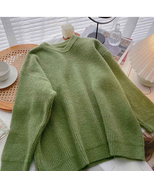 The new Korean version is lazy and slim, with long sleeved Pullover Top  5937