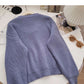 Design sense personalized V-neck hollowed out long sleeve thin loose top  6054