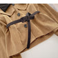 Vintage color matching Lapel long sleeve slim shirt with belt  6364