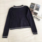 Lapel single breasted cardigan Vintage long sleeve sweater women  6549
