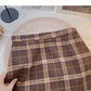Hong Kong style retro plaid pattern shows thin high waist short skirt fashion  5624