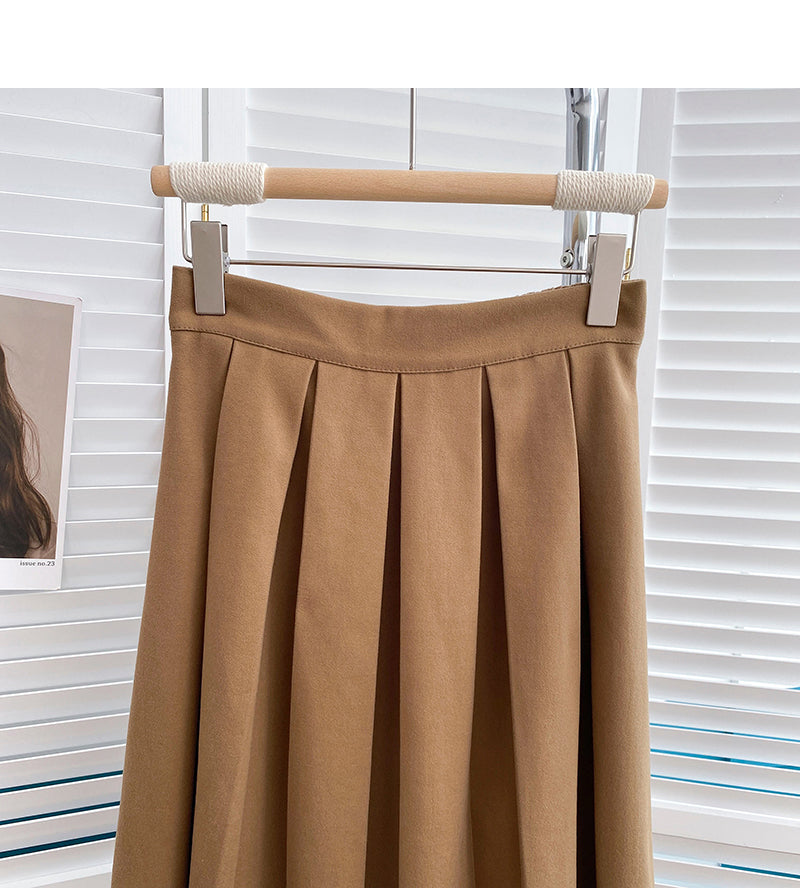 The new Korean version is slim and Retro High Waist A-shaped skirt  5824