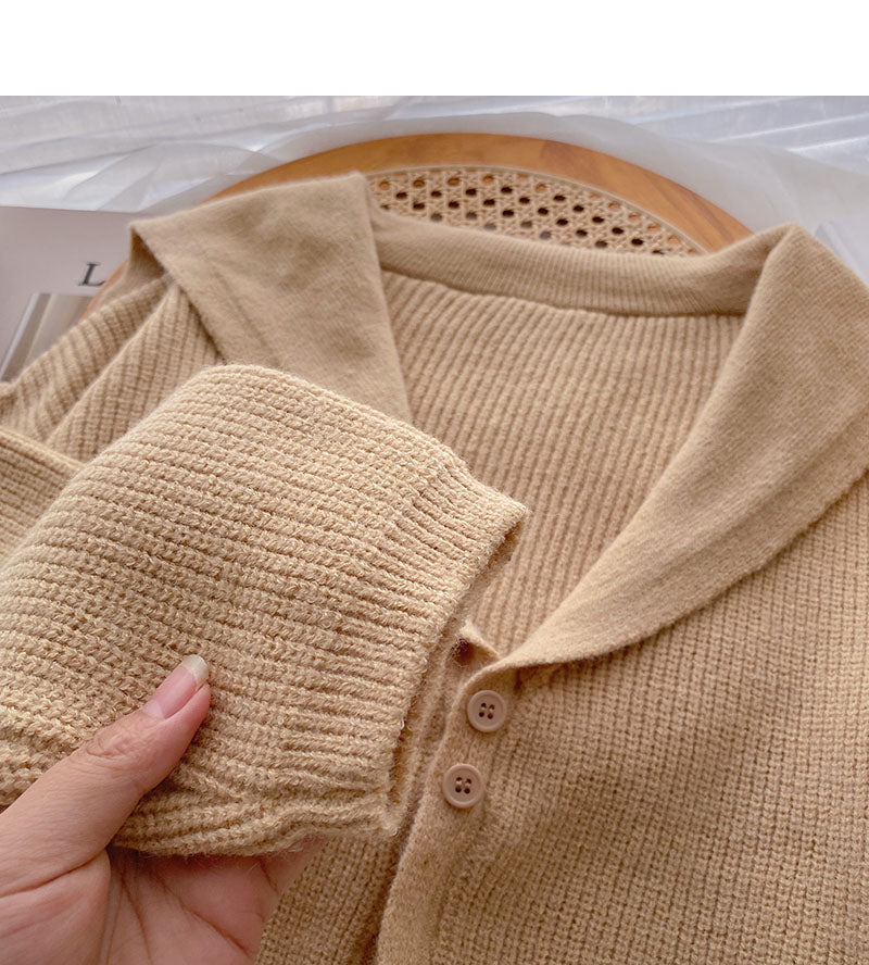 Retro lazy temperament short long sleeve Navy collar T-shirt  5861