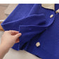 Color matching small flower button knitted sweater  6469