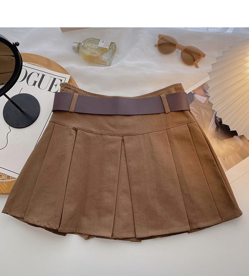 Versatile little high waist A-line umbrella skirt with belt  5607