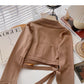 Niche design cross Lapel strap short sweater  6617