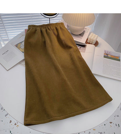 Temperament versatile high waist elastic A-line skirt  5775