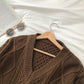 Bandage short V-neck twist long sleeve sweater 5832