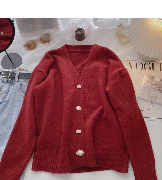 Koreanisches personalisiertes Einreiher-Top im Retro-Stil 5977