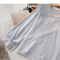 Baby collar lace edge solid color shirt slim long sleeve top  6385